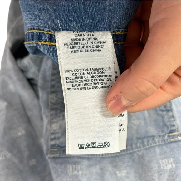 True Religion • All Over Logo Chambray Button Down Long Sleeve Shirt - Picture 9 of 10